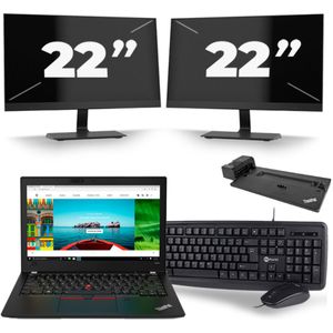 Lenovo Thinkpad A285 - AMD Ryzen 5 2500U - 12 inch - 8GB RAM - 256GB SSD - Windows 10 + 2x 22 inch Monitor Zichtbaar gebruikt