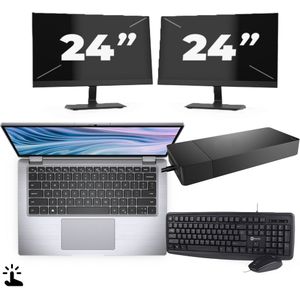 Dell Latitude 7410 - Intel Core i5-10e Generatie - 14 inch - Touch - 16GB RAM - 256GB SSD - Windows 11 Home + 2x 24 inch Monitor Zichtbare schade