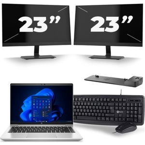 HP ProBook 640 G8 - Intel Core i5-11e Generatie - 14 inch - 16GB RAM - 256GB SSD - Windows 11 + 2x 23 inch Monitor Zichtbaar gebruikt