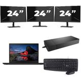 Lenovo ThinkPad T495 - AMD Ryzen 5 PRO 3500U - 14 inch - 16GB RAM - 256GB SSD - Windows 11 Home + 3x 24 inch Monitor Zichtbaar gebruikt