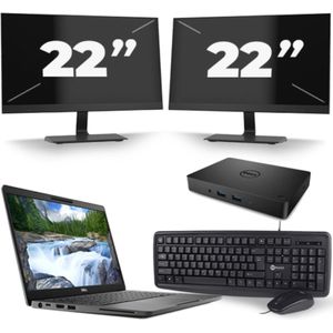 Dell Latitude 5300 - Intel Core i5-8e Generatie - 13 inch - 16GB RAM - 256GB SSD - Windows 11 + 2x 22 inch Monitor Nette Staat