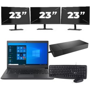 Dynabook Dynabook Tecra A40-G - Intel Core i3-8e Generatie - 14 inch - 8GB RAM - 256GB SSD - Windows 11 Home + 3x 23 inch Monitor Nette Staat