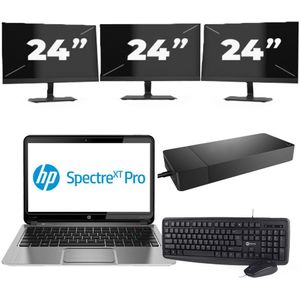 Chuwi CoreBook Pro - Intel Core i3-6e Generatie - 13 inch - 8GB RAM - 256GB SSD - Windows 11 Home + 3x 24 inch Monitor Zichtbare schade