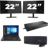 Lenovo ThinkPad A485 - AMD Ryzen 5 2500U - 14 inch - 8GB RAM - 256GB SSD - Windows 10 + 2x 22 inch Monitor Nette Staat