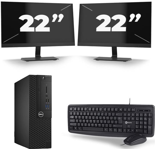 Dell Optiplex 3050 SFF - Intel Core i7-7e Generatie - 16GB RAM - 512GB SSD - Windows 11 + 2x 22 inch Monitor Nette Staat