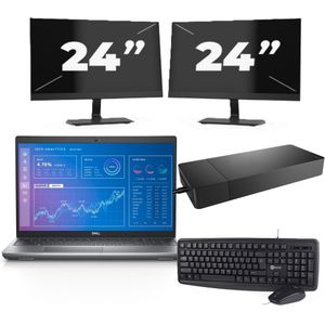 Dell Precision 3571 - Intel Core i5-12e Generatie - 15 inch - 16GB RAM - 256GB SSD - Windows 11 Home + 2x 24 inch Monitor Nette Staat