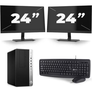 HP ProDesk 600 G3 Micro Tower - Intel Core i7-6e Generatie - 16GB RAM - 256GB SSD - Windows 11 + 2x 24 inch Monitor Nette Staat