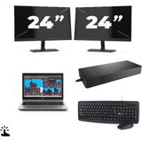 HP ZBook 15 G5 - Intel Core i7-8e Generatie - 15 inch - Touch - 16GB RAM - 256GB SSD - Windows 11 Home + 2x 24 inch Monitor Nette Staat