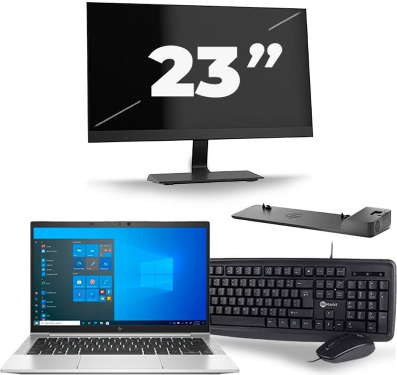 HP EliteBook 830 G8 - Intel Core i5-11e Generatie - 13 inch - 16GB RAM - 256GB SSD - Windows 11 + 1x 23 inch Monitor Zichtbare schade
