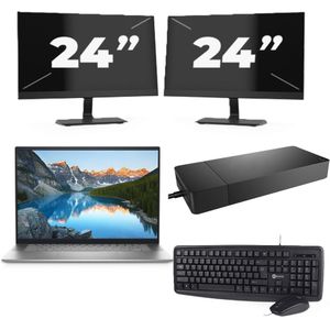 Dell Inspiron 16 5625 - AMD Ryzen 7 5825U - 16 inch - 16GB RAM - 256GB SSD - Windows 11 Home + 2x 24 inch Monitor Nette Staat