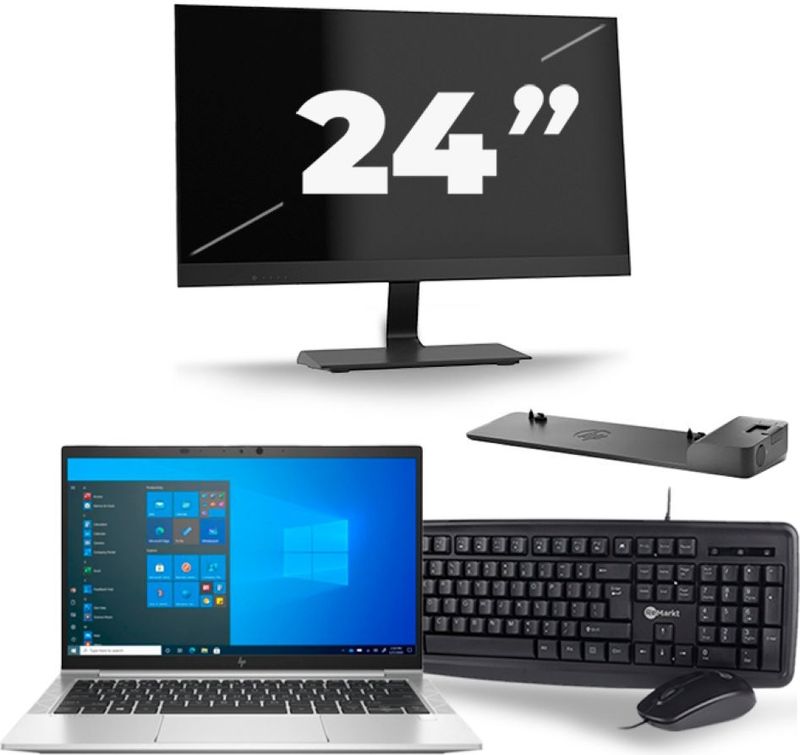 HP EliteBook 830 G8 - Intel Core i5-11e Generatie - 13 inch - 16GB RAM - 256GB SSD - Windows 11 + 1x 24 inch Monitor Zichtbare schade