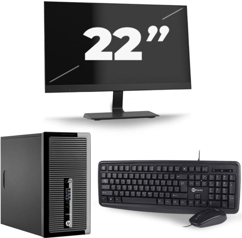 HP ProDesk 400 G3 Micro Tower - Intel Core i5-6e Generatie - 8GB RAM - 256GB SSD - Windows 11 + 1x 22 inch Monitor Nette Staat