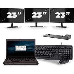 HP ProBook 4510s - Intel Celeron T3000 - 15 inch - 4GB RAM - 256GB SSD - Windows 10 Home + 3x 23 inch Monitor Zichtbare schade