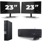 Dell Optiplex 7060 Micro USFF - Intel Core i5-8e Generatie - 16GB RAM - 256GB SSD - Windows 11 + 2x 23 inch Monitor Nette Staat