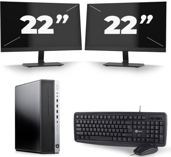 HP EliteDesk 800 G3 SFF - Intel Core i7-6e Generatie - 16GB RAM - 512GB SSD - Windows 11 + 2x 22 inch Monitor Nette Staat