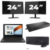 Lenovo ThinkPad T14 Gen 2 - Intel Core i5-11e Generatie - 14 inch - 16GB RAM - 256GB SSD - Windows 11 Home + 2x 24 inch Monitor Nette Staat