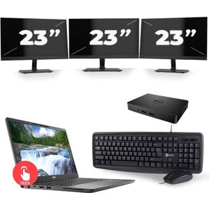 Dell Latitude 7300 - Intel Core i5-8e Generatie - 13 inch - Touch - 16GB RAM - 256GB SSD - Windows 11 Home + 3x 23 inch Monitor Zichtbaar gebruikt