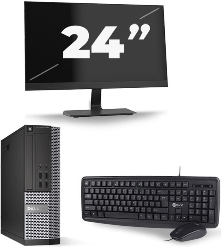Dell Optiplex 7020 SFF - Intel Core i5-4e Generatie - 8GB RAM - 256GB SSD - Windows 10 + 1x 24 inch Monitor Nette Staat