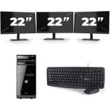 HP Pro 3500 Micro Tower - Intel Core i7-3e Generatie - 16GB RAM - 512GB SSD - Windows 10 + 3x 22 inch Monitor Nette Staat