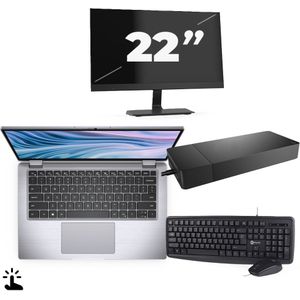 Dell Latitude 7410 - Intel Core i5-10e Generatie - 14 inch - Touch - 16GB RAM - 256GB SSD - Windows 11 Home + 1x 22 inch Monitor Zichtbaar gebruikt
