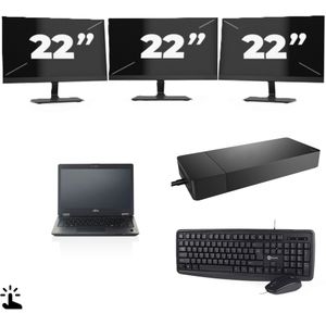 Fujitsu LifeBook U727 - Intel Core i7-7e Generatie - 12 inch - Touch - 16GB RAM - 256GB SSD - Windows 11 + 3x 22 inch Monitor Zichtbare schade