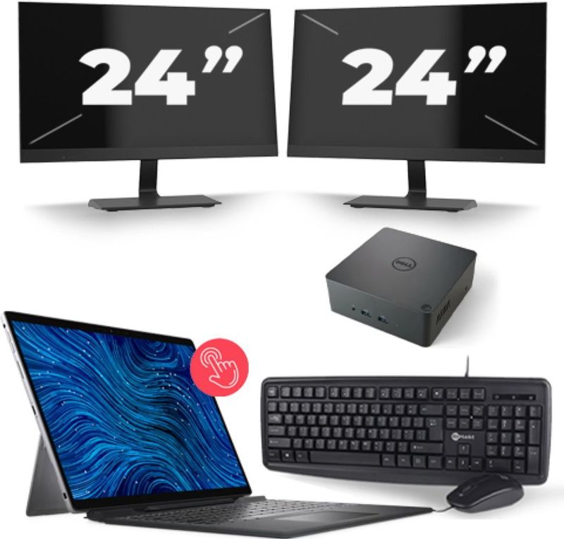 Dell Latitude 7320 - Intel Core i5-11e Generatie - 13 inch - 16GB RAM - 256GB SSD - Windows 11 Home + 2x 24 inch Monitor Nette Staat