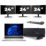 HP ProBook 640 G8 - Intel Core i5-11e Generatie - 14 inch - 16GB RAM - 512GB SSD - Windows 11 + 3x 24 inch Monitor Zichtbare schade