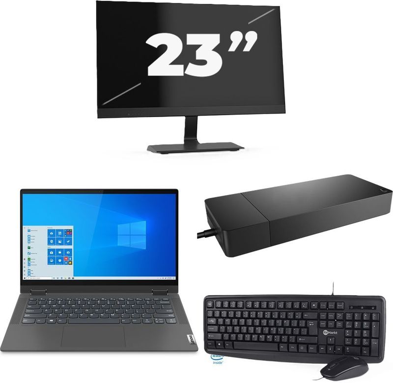 Lenovo IdeaPad Flex 5 14ITL05 - Intel Core i3-11e Generatie - 14 inch - 16GB RAM - 256GB SSD - Windows 11 Home + 1x 23 inch Monitor Zichtbaar gebruikt