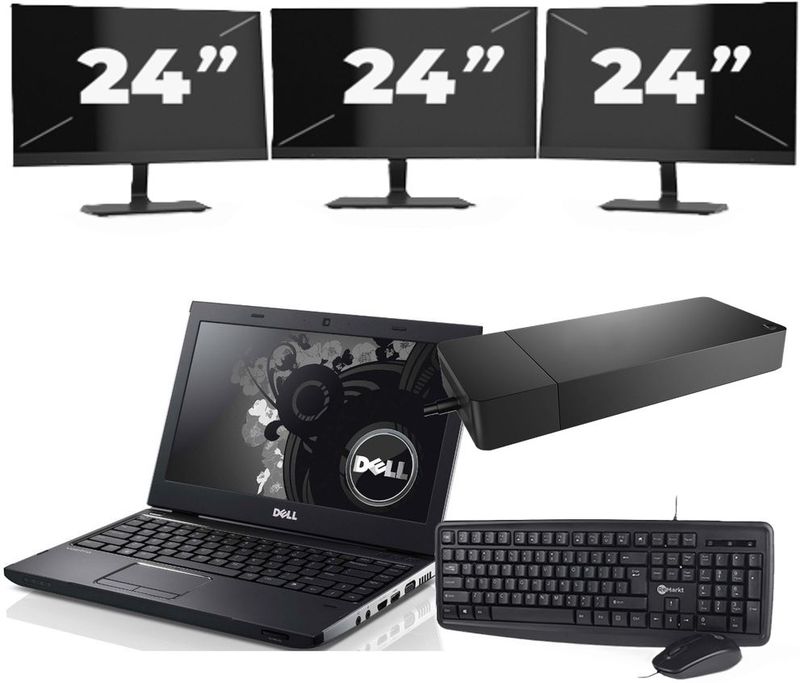 Dell Precision 3350 - Intel Core i7-10e Generatie - 15 inch - 16GB RAM - 256GB SSD - Windows 11 + 3x 24 inch Monitor Nette Staat