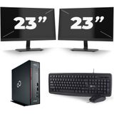 Fujitsu Esprimo Q556 USFF - Intel Core i7-6e Generatie - 16GB RAM - 256GB SSD - Windows 11 + 2x 23 inch Monitor Nette Staat