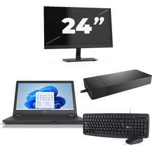 Fujitsu Lifebook E5511 - Intel Core i7-11e Generatie - 15 inch - 16GB RAM - 256GB SSD - Windows 11 Home + 1x 24 inch Monitor Zichtbaar gebruikt