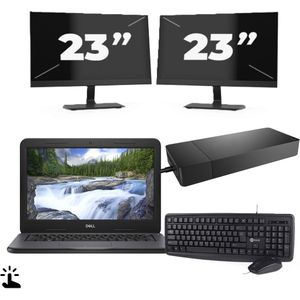 Dell Latitude 3310 - Intel Core i3-8e Generatie - 13 inch - Touch - 8GB RAM - 256GB SSD - Windows 11 Home + 2x 23 inch Monitor Zichtbare schade