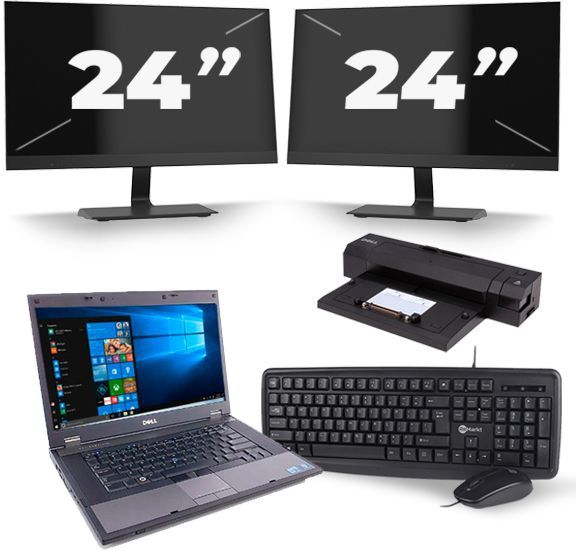 Dell Latitude E5510 - Intel Core i5-1e Generatie - 15 inch - 8GB RAM - 256GB SSD - Windows 10 + 2x 24 inch Monitor Zichtbaar gebruikt
