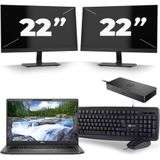 Dell Latitude 7400 - Intel Core i7-8e Generatie - 14 inch - 16GB RAM - 256GB SSD - Windows 11 + 2x 22 inch Monitor Nette Staat