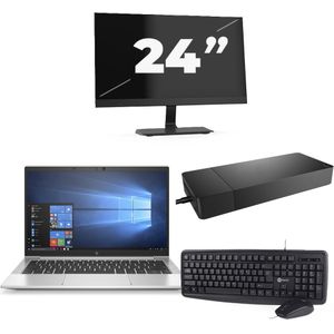HP EliteBook 830 G7 - Intel Core i7-10e Generatie - 13 inch - 16GB RAM - 256GB SSD - Windows 11 + 1x 24 inch Monitor Zichtbaar gebruikt