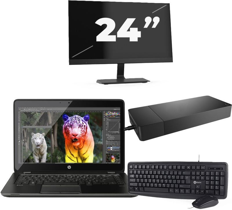 Lenovo ThinkBook 14 G2 - Intel Core i5-11e Generatie - 14 inch - 16GB RAM - 256GB SSD - Windows 11 Home + 1x 24 inch Monitor Nette Staat