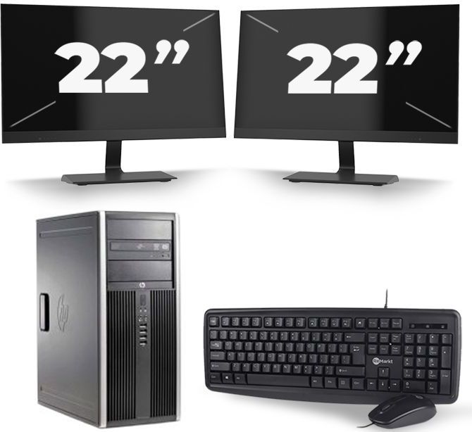HP Compaq Elite 8300 Micro Tower - Intel Core i7-3e Generatie - 16GB RAM - 512GB SSD - Windows 10 + 2x 22 inch Monitor Nette Staat