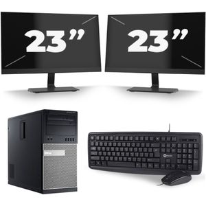 Dell Optiplex 7020 Micro Tower - Intel Core i5-4e Generatie - 8GB RAM - 256GB SSD - Windows 10 + 2x 23 inch Monitor Nette Staat