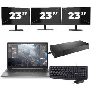 HP ZBook Firefly 14 G7 - Intel Core i7-10e Generatie - 14 inch - 16GB RAM - 256GB SSD - Windows 11 Home + 3x 23 inch Monitor Nette Staat