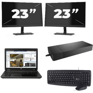 HP ZBook 15 G2 - Intel Core i7-4e Generatie - 15 inch - 16GB RAM - 256GB SSD - Windows 11 + 2x 23 inch Monitor Zichtbaar gebruikt