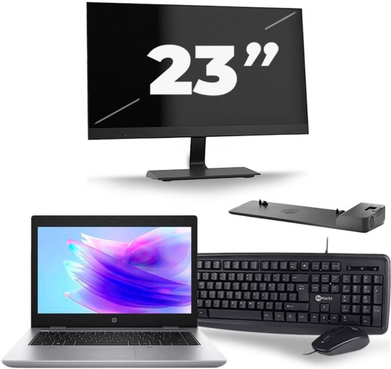 HP ProBook 640 G5 - Intel Core i5-8e Generatie - 14 inch - 16GB RAM - 256GB SSD - Windows 11 + 1x 23 inch Monitor Zichtbaar gebruikt