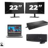 HP ZBook 15 G5 - Intel Core i7-8e Generatie - 15 inch - Touch - 16GB RAM - 256GB SSD - Windows 11 Home + 2x 22 inch Monitor Nette Staat