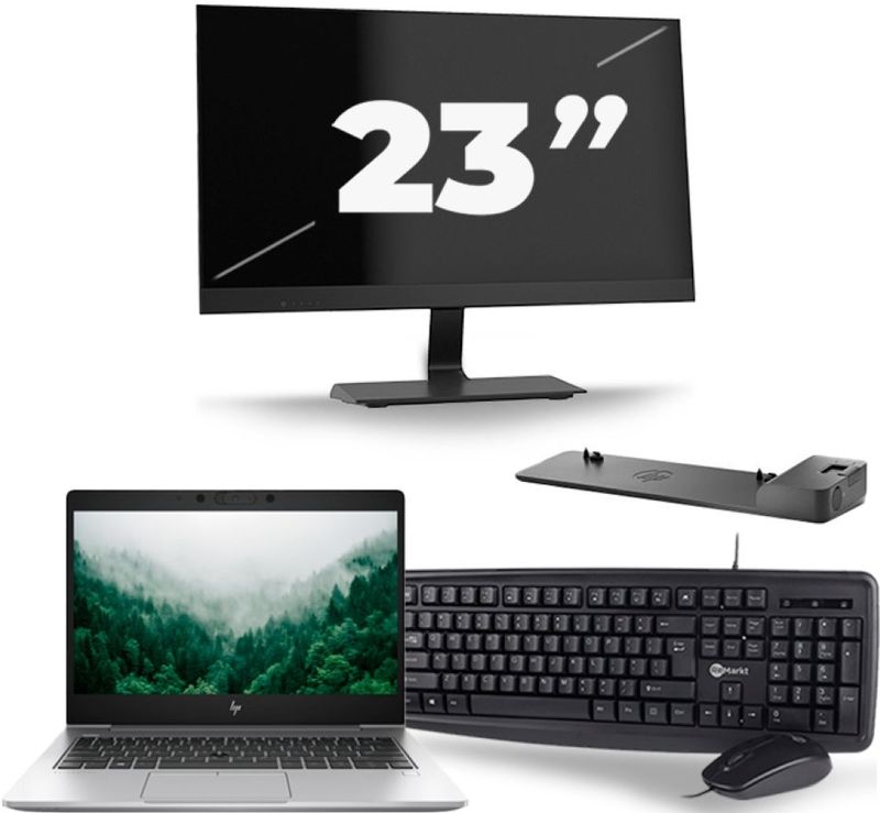 HP EliteBook 830 G6 - Intel Core i5-8e Generatie - 13 inch - 16GB RAM - 256GB SSD - Windows 11 + 1x 23 inch Monitor Zichtbaar gebruikt