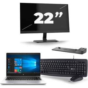 HP EliteBook 745 G6 - AMD Ryzen 3 3300U - 14 inch - 16GB RAM - 256GB SSD - Windows 11 Home + 1x 22 inch Monitor Zichtbaar gebruikt