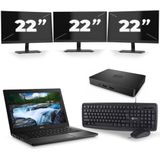 Dell Latitude 3400 - Intel Core i5-8e Generatie - 14 inch - 16GB RAM - 256GB SSD - Windows 11 + 3x 22 inch Monitor Nette Staat