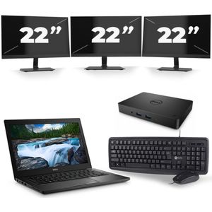 Dell Latitude 3400 - Intel Core i5-8e Generatie - 14 inch - 16GB RAM - 256GB SSD - Windows 11 + 3x 22 inch Monitor Nette Staat