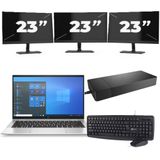 HP EliteBook x360 1030 G8 - Intel Core i7-11e Generatie - 13 inch - 16GB RAM - 256GB SSD - Windows 11 Home + 3x 23 inch Monitor Zichtbaar gebruikt