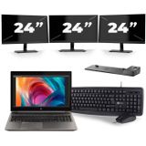 HP ZBook 15 G6 - Intel Core i9-9e Generatie - 15 inch - 16GB RAM - 512GB SSD - Windows 11 Home + 3x 24 inch Monitor Zichtbaar gebruikt