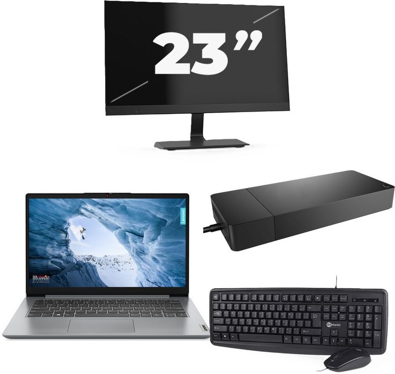 Lenovo ThinkPad T14 Gen 1 - Intel Core i5-10e Generatie - 14 inch - 16GB RAM - 256GB SSD - Windows 11 Home + 1x 23 inch Monitor Nette Staat