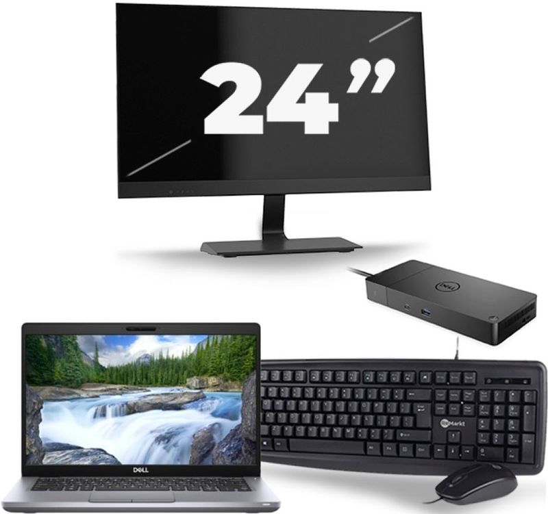 Dell Latitude 5411 - Intel Core i5-10e Generatie - 14 inch - 16GB RAM - 256GB SSD - Windows 11 + 1x 24 inch Monitor Zichtbaar gebruikt